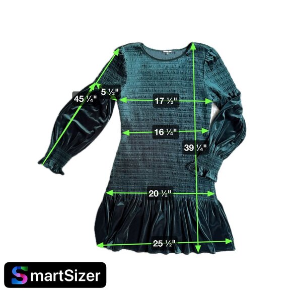 Gianni Bini Tally‎ Dress Womens XL Dark Green Velvet Smocked Ruffle Hem Sheath - Picture 2 of 8